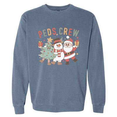 Retro Peds Crew Christmas Pediatric Nurse Nursing Group Gift Garment-Dyed Sweatshirt