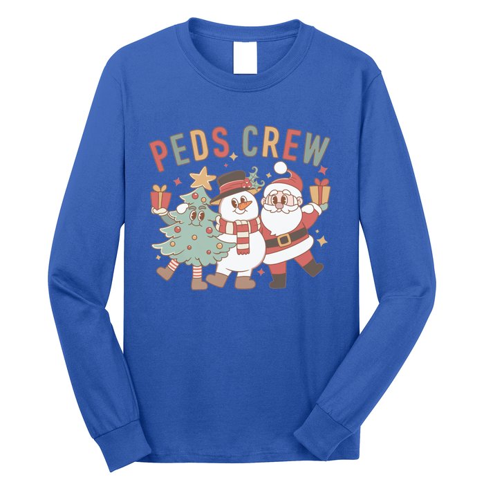 Retro Peds Crew Christmas Pediatric Nurse Nursing Group Gift Long Sleeve Shirt