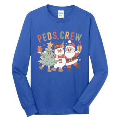 Retro Peds Crew Christmas Pediatric Nurse Nursing Group Gift Tall Long Sleeve T-Shirt