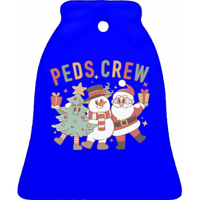 Retro Peds Crew Christmas Pediatric Nurse Nursing Group Gift Ceramic Bell Ornament