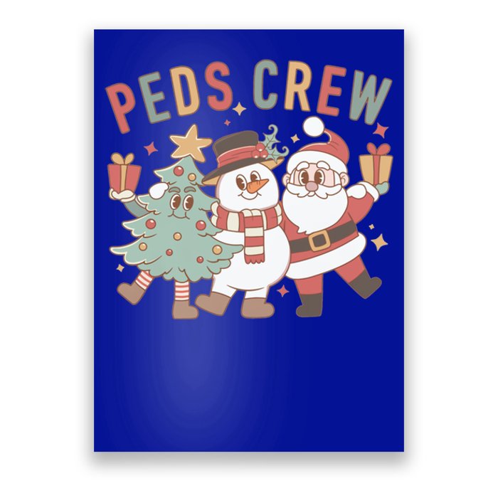 Retro Peds Crew Christmas Pediatric Nurse Nursing Group Gift Poster