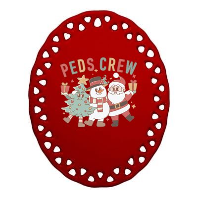 Retro Peds Crew Christmas Pediatric Nurse Nursing Group Gift Ceramic Oval Ornament