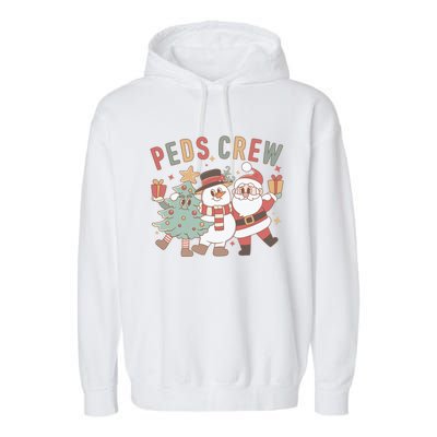 Retro Peds Crew Christmas Pediatric Nurse Nursing Group Gift Garment-Dyed Fleece Hoodie