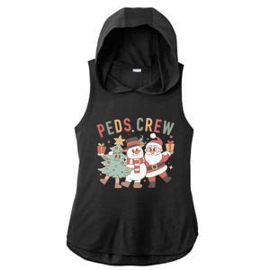 Retro Peds Crew Christmas Pediatric Nurse Nursing Group Ladies PosiCharge Tri-Blend Wicking Draft Hoodie Tank