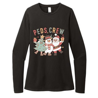 Retro Peds Crew Christmas Pediatric Nurse Nursing Group Womens CVC Long Sleeve Shirt