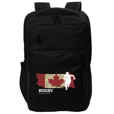 Rugby Player Canada Flag Sports Ball Rugby  Impact Tech Backpack