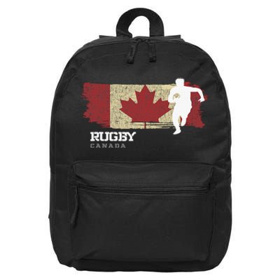 Rugby Player Canada Flag Sports Ball Rugby  16 in Basic Backpack