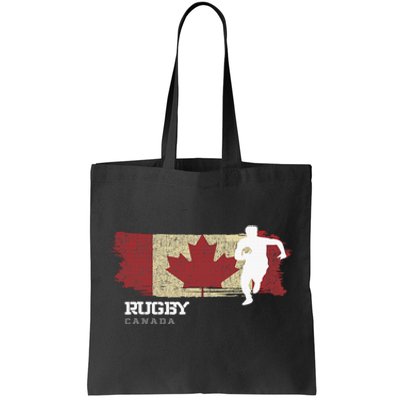 Rugby Player Canada Flag Sports Ball Rugby  Tote Bag