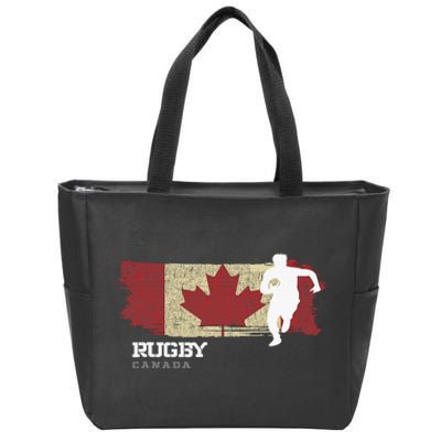 Rugby Player Canada Flag Sports Ball Rugby  Zip Tote Bag