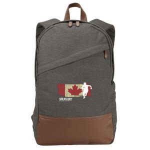 Rugby Player Canada Flag Sports Ball Rugby  Cotton Canvas Backpack