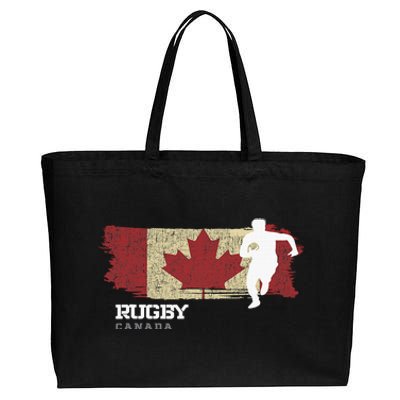 Rugby Player Canada Flag Sports Ball Rugby  Cotton Canvas Jumbo Tote