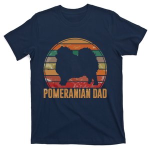 Retro Pomeranian Dad Gift Daddy Pompom Dog Owner Pet Father T-Shirt