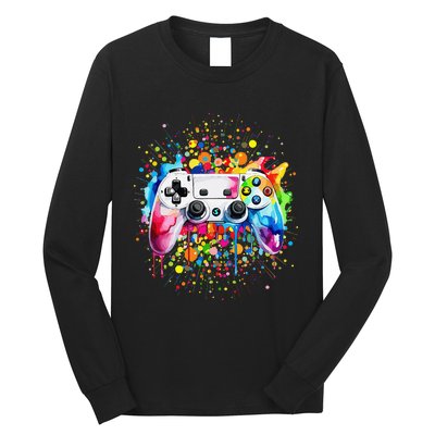 Retro Polka Dots Gaming Controller Video Gamers Dot Day Gift Long Sleeve Shirt