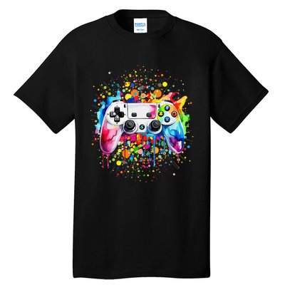 Retro Polka Dots Gaming Controller Video Gamers Dot Day Gift Tall T-Shirt