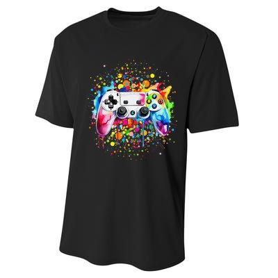 Retro Polka Dots Gaming Controller Video Gamers Dot Day Gift Performance Sprint T-Shirt