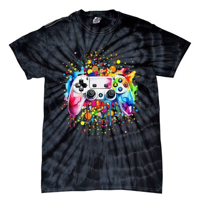 Retro Polka Dots Gaming Controller Video Gamers Dot Day Gift Tie-Dye T-Shirt