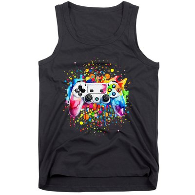 Retro Polka Dots Gaming Controller Video Gamers Dot Day Gift Tank Top