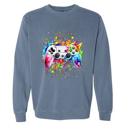 Retro Polka Dots Gaming Controller Video Gamers Dot Day Gift Garment-Dyed Sweatshirt