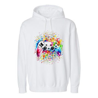 Retro Polka Dots Gaming Controller Video Gamers Dot Day Gift Garment-Dyed Fleece Hoodie