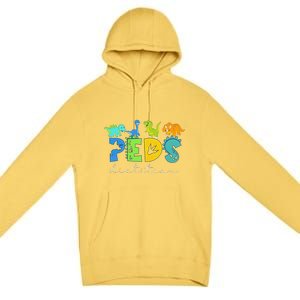 Retro Peds Dietitian Pediatric Nurse Dietitian Cute Dinosaur Premium Pullover Hoodie