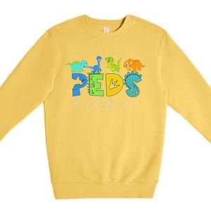 Retro Peds Dietitian Pediatric Nurse Dietitian Cute Dinosaur Premium Crewneck Sweatshirt