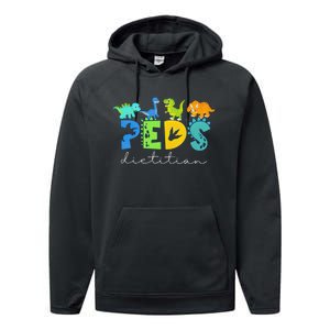 Retro Peds Dietitian Pediatric Nurse Dietitian Cute Dinosaur Performance Fleece Hoodie