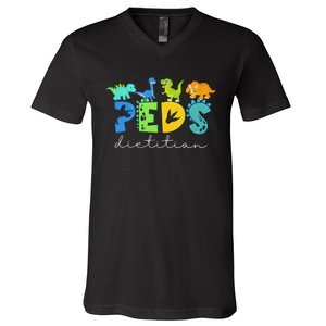 Retro Peds Dietitian Pediatric Nurse Dietitian Cute Dinosaur V-Neck T-Shirt