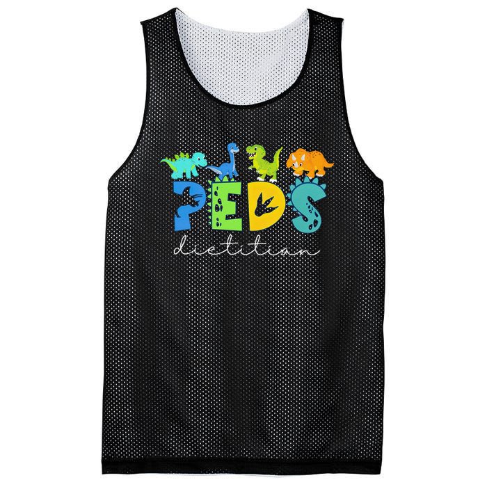 Retro Peds Dietitian Pediatric Nurse Dietitian Cute Dinosaur Mesh Reversible Basketball Jersey Tank