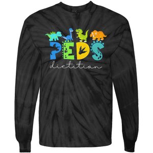 Retro Peds Dietitian Pediatric Nurse Dietitian Cute Dinosaur Tie-Dye Long Sleeve Shirt