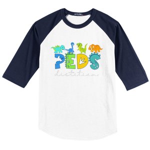 Retro Peds Dietitian Pediatric Nurse Dietitian Cute Dinosaur Baseball Sleeve Shirt