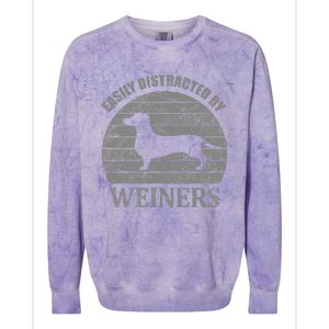 Retro Pet Dogs Weiners Lover Easily Distracted By Weiners Colorblast Crewneck Sweatshirt