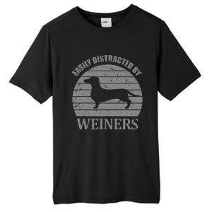 Retro Pet Dogs Weiners Lover Easily Distracted By Weiners Tall Fusion ChromaSoft Performance T-Shirt