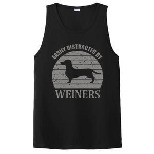 Retro Pet Dogs Weiners Lover Easily Distracted By Weiners PosiCharge Competitor Tank