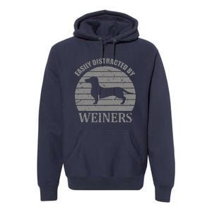 Retro Pet Dogs Weiners Lover Easily Distracted By Weiners Premium Hoodie