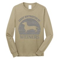 Retro Pet Dogs Weiners Lover Easily Distracted By Weiners Long Sleeve Shirt