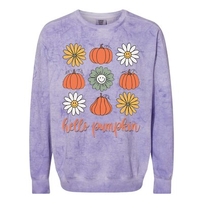 Retro Pumpkins & Daisies Colorblast Crewneck Sweatshirt