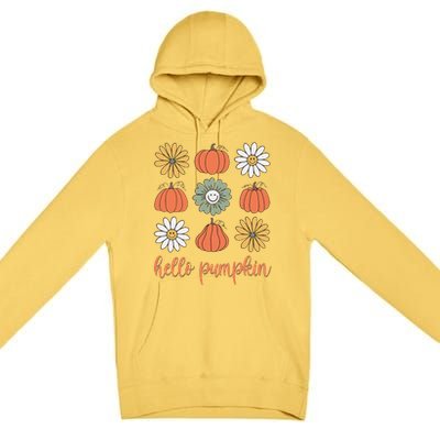 Retro Pumpkins & Daisies Premium Pullover Hoodie