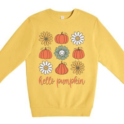 Retro Pumpkins & Daisies Premium Crewneck Sweatshirt