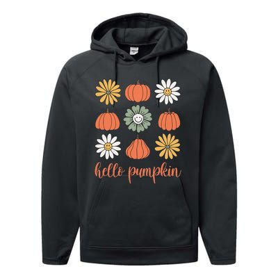 Retro Pumpkins & Daisies Performance Fleece Hoodie