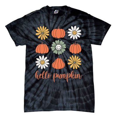 Retro Pumpkins & Daisies Tie-Dye T-Shirt