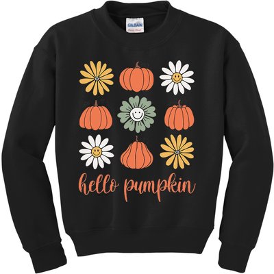 Retro Pumpkins & Daisies Kids Sweatshirt