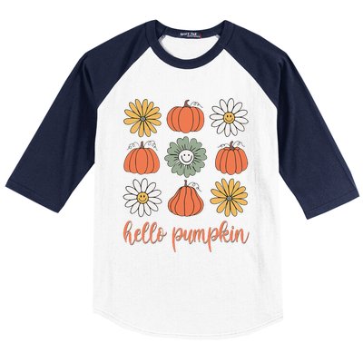 Retro Pumpkins & Daisies Baseball Sleeve Shirt