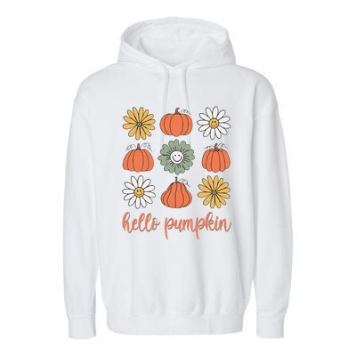 Retro Pumpkins & Daisies Garment-Dyed Fleece Hoodie