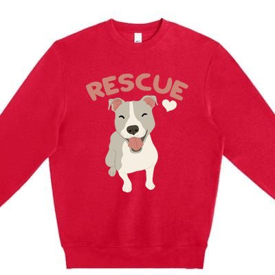 Rescue Pitbull Dog Animal Rescued Kawaii Premium Crewneck Sweatshirt