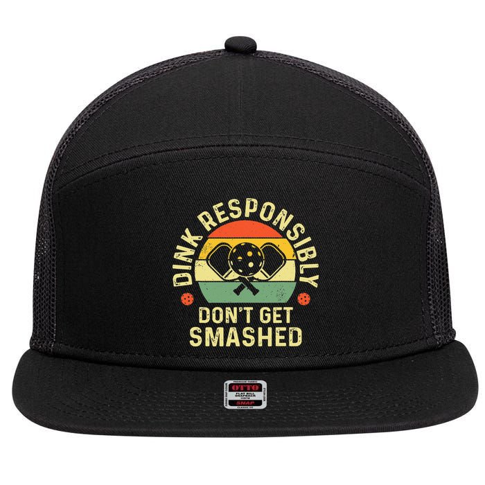 retro Pickleball Dink Responsibly Don't Get Smashed 7 Panel Mesh Trucker Snapback Hat