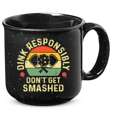 retro Pickleball Dink Responsibly Don't Get Smashed 15oz Campfire Ceramic Mug