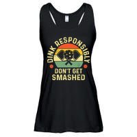 retro Pickleball Dink Responsibly Don't Get Smashed Ladies Essential Flowy Tank