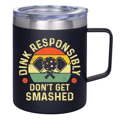 retro Pickleball Dink Responsibly Don't Get Smashed 12oz Stainless Steel Coffee Mug