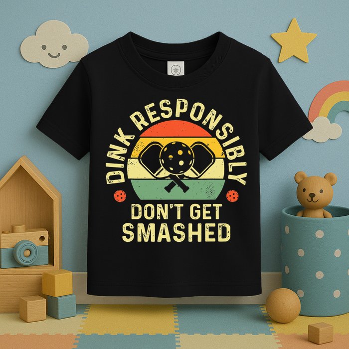 retro Pickleball Dink Responsibly Don't Get Smashed Toddler T-Shirt