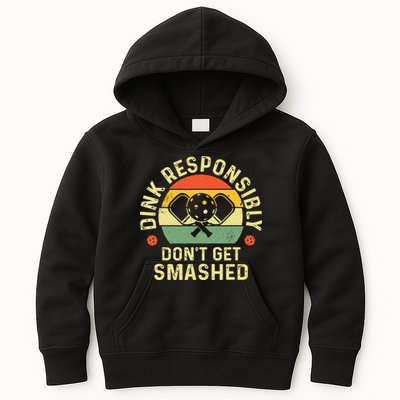retro Pickleball Dink Responsibly Don't Get Smashed Kids Hoodie